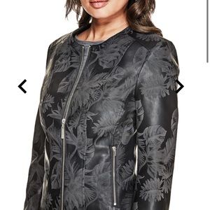 G by Guess leaf print faux leather jacket